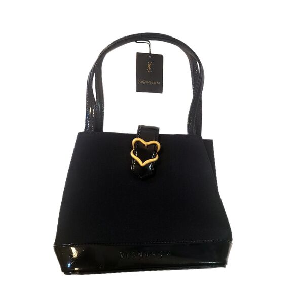 Yves Saint Laurent NEW Black Patent Leather & Gold Heart Vintage Handbag w/ COA - Picture 2 of 13